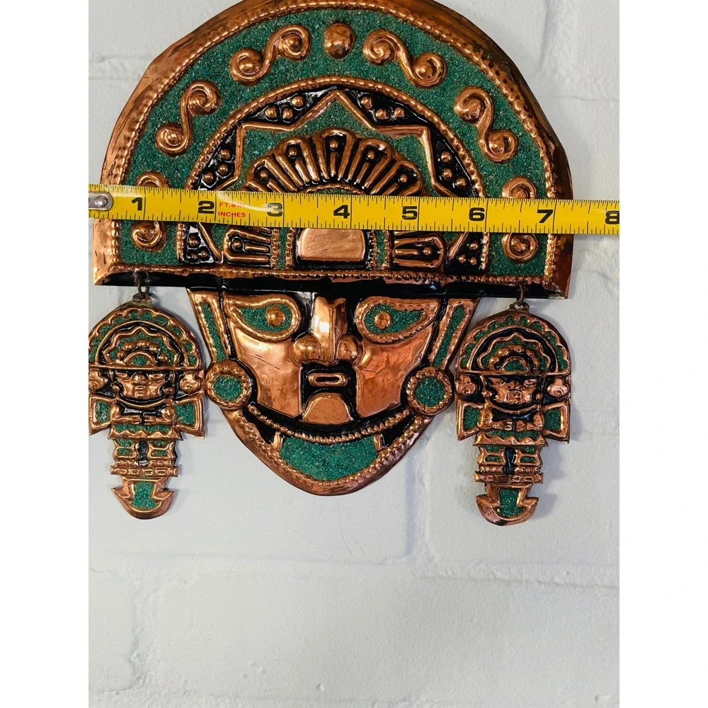 Vintage Handcrafted Peruvian Coper & Bronze Mask Inca‎ Design